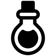 Potion. Outlined stroke vector icon with black-filled details.