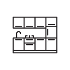 Kitchen Outline Vector Icon for Cooking and Home Appliance Design