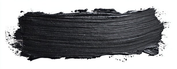 The Black Paint Brush Stroke on White Background for Design and Texture