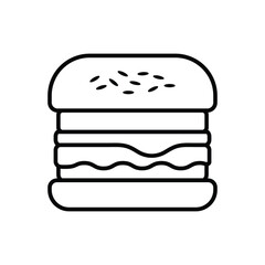 Burger Outline Vector Icon for Fast Food and Restaurant Design