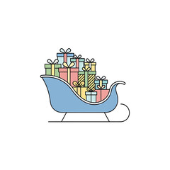 Obraz premium Festive Sleigh Loaded with Colorful Presents A Christmas Holiday Illustration