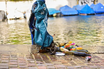 A Diver Collecting Trash from a Canal in Zurich, Switzerland