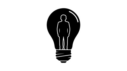 Person inside lightbulb with transparent background