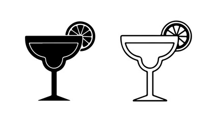 Cocktail glass with orange slice with transparent background