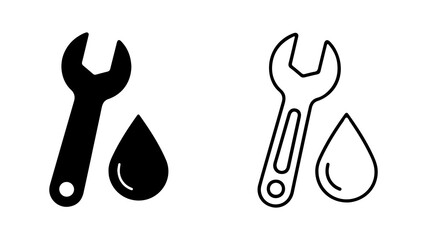 Wrench and droplet icon with transparent background