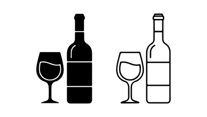 Wine bottle and glass with transparent background