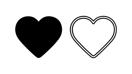 Heart icons with outline and solid fill with transparent background