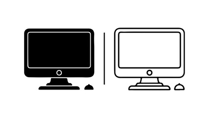 Desktop computer and mouse with transparent background