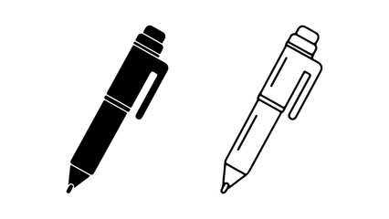 Pen icon set with transparent background