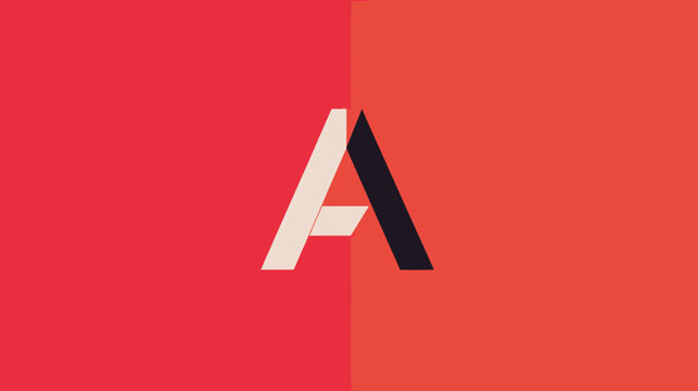 Geometric 'A' logo split between two vibrant red backgrounds