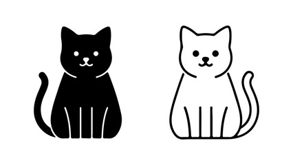 Black and white cat icons with transparent background