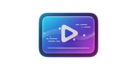 3d icon of play button on digital screen isolated on transparent background for video streaming and online content concept