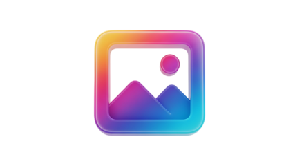 3d icon of colorful gallery icon isolated on transparent background is on a transparent background in the studio shot