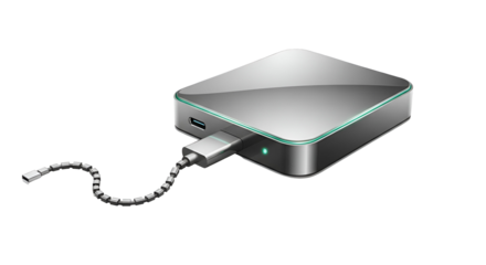 3d icon of external hard drive isolated on transparent background for data storage, backup, and portable memory device
