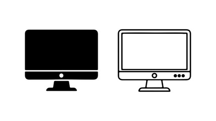 Computer monitors with outline and solid fill with transparent background