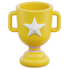 Golden Trophy With White Star Emblem Celebrates Achievement And Victory On A Transparent Background