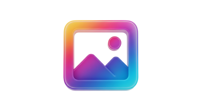 3d icon of colorful gallery icon isolated on transparent background is on a transparent background in the studio shot