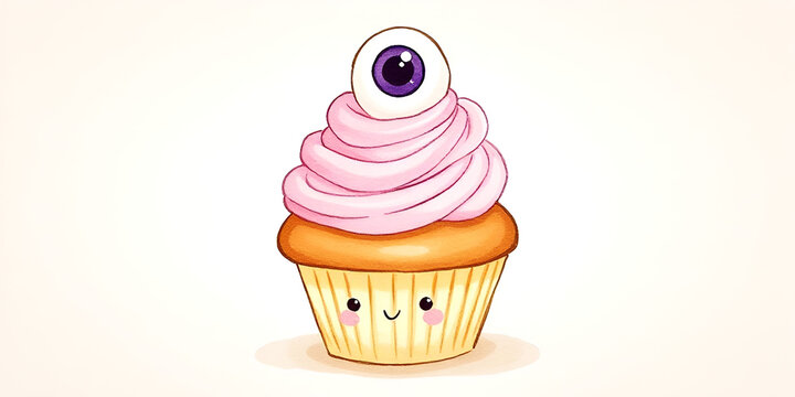 spooky cute moster eye cupcake