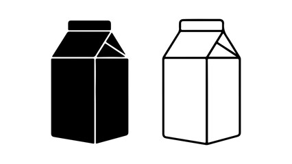 Milk carton outline and solid with transparent background
