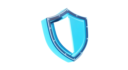 3d icon of blue shield isolated on transparent background, a symbol of protection, security, and defense for data