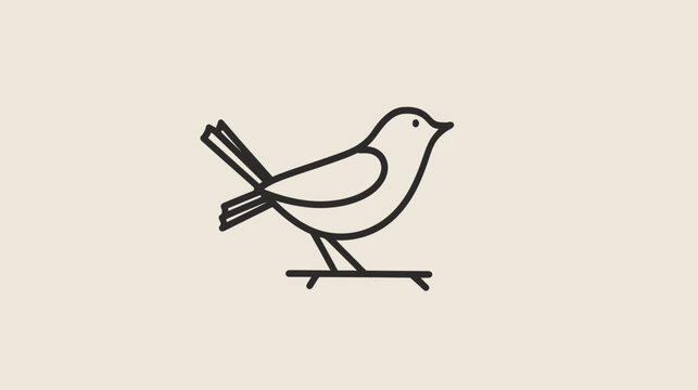 Minimalist outline drawing of a small bird perched on a thin horizontal line