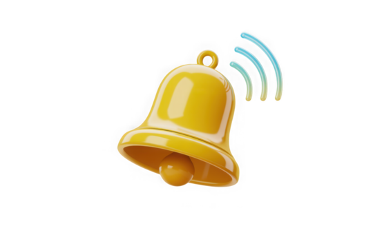 d minimal turn- on notification concept. New update reminder. New notification alert. A bell icon ringing with a notification icon. 3d illustration.