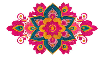 Vibrant Quilling Paper Mandala with Floral Pattern on white Background