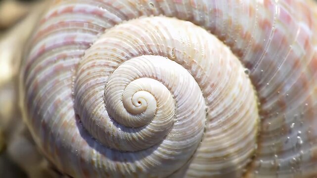 Closeup of a spiraling seashell.