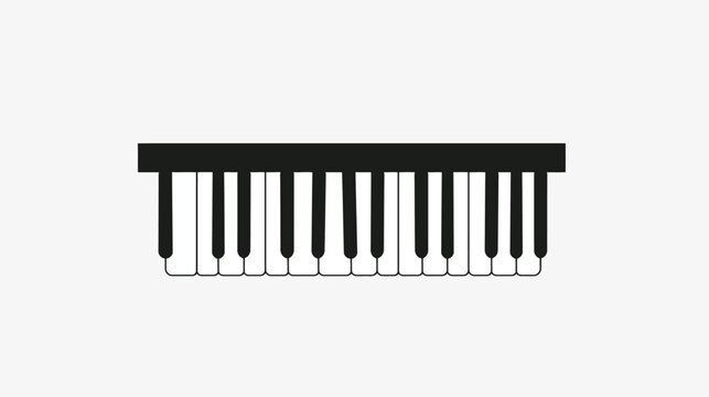 A minimalist illustration of black and white piano keys on a neutral background