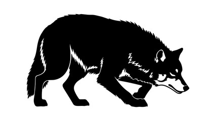 Black wolf silhouette with transparent background