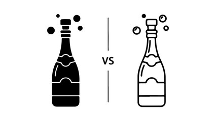 Champagne bottles comparison with transparent background
