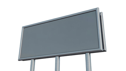 Large blank rectangular advertising billboard structure mounted on metal poles for marketing display isolated on transparent background