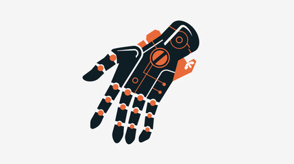 Stylized robotic hand with circuits and glowing joints