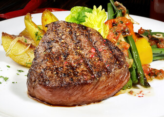 Beef Fillet Steak with green Beans and Potatoes