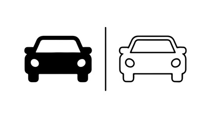 Fototapeta premium Car icons with outline and solid fill with transparent background