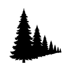 Obraz premium Pine trees silhouette with transparent background