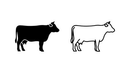 Fototapeta premium Cow outline and silhouette with transparent background
