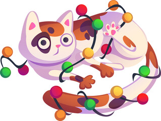 Cat Play with Garland