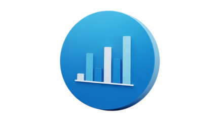3d icon of 3d rendering of bar chart isolated on transparent background, representing growth and financial performance