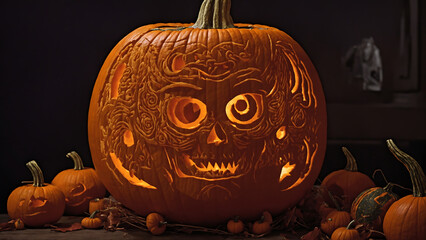 pumpking carving image glowing