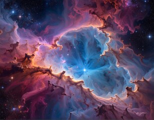 Vibrant cosmic nebula showcases swirling gases, star clusters, and celestial light