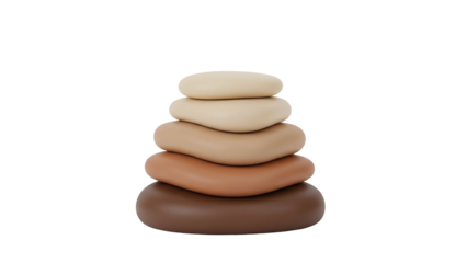 Stack of Smooth Pebbles in Neutral Colors on Transparent Background for Spa and Wellness Themes