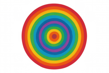 Rainbow concentric circles creating a vibrant target or spiral, representing lgbtq+ pride, diversity, creativity, and unity on a transparent background
