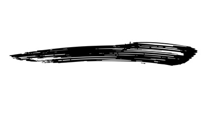 a single, bold stroke of black paint against a stark transparent canvas