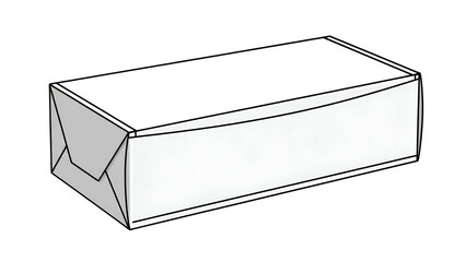 Plain White Rectangular Box with Flap on Transparent Background