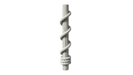 Wooden Post with Rope Wrapped Around It on Transparent Background