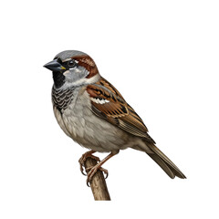 Charming sparrow perched on branch, a glimpse of nature's beauty, detailed plumage and delicate features, ideal for nature-themed designs and wildlife projects