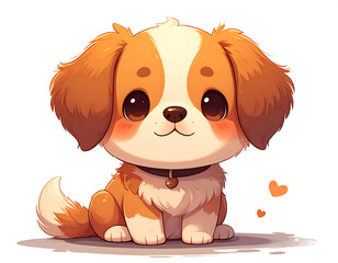 Happy puppy sits pretty on white background feeling lovely