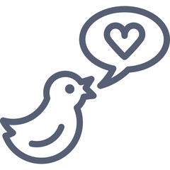 Simple Line Art Icon of a Bird with a Heart Symbol in a Speech Bubble Expressing Love or Affection with a Clean Transparent Background Perfect for Digital Graphics and Communications