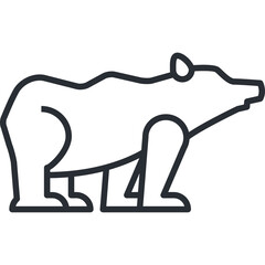 Simple Line Art Icon of a Brown Bear Standing Profile View on Transparent Background
